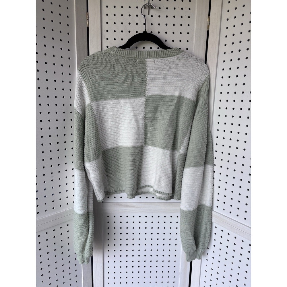 Moon And Madison Checkered Colorblock Cropped Sweater Women's M Cotton Acrylic - Picture 6 of 6
